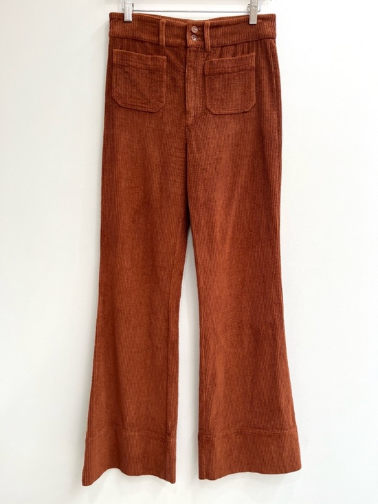 Pants - Faherty Phoebe Corduroy Flare Pants High Rise Front Patch Pocket Trousers 27